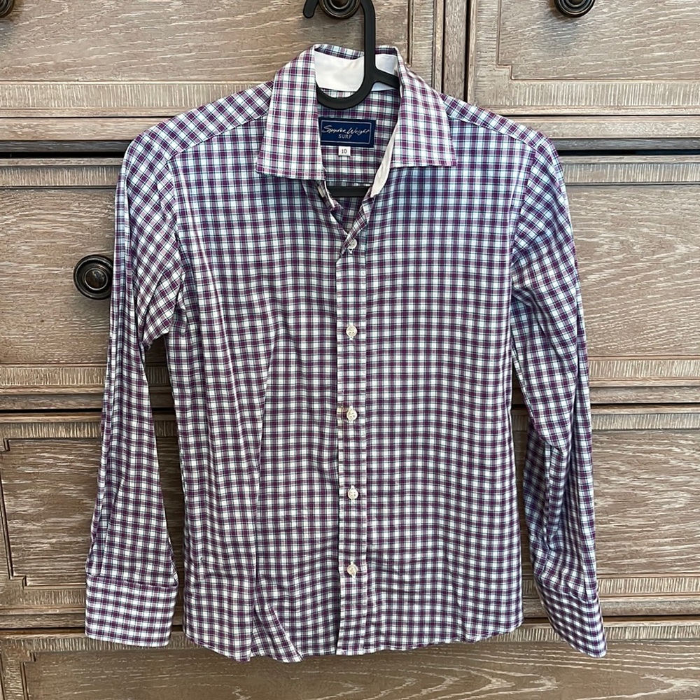 Spyder Wright Surf young men’s fitted button down shirt. Size 10. Made in Spain.